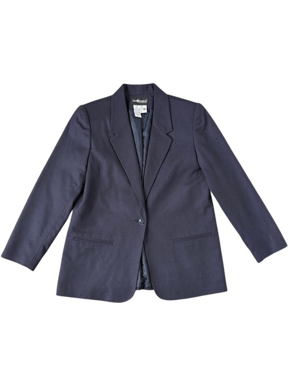 Sag Harbor 100% Wool Navy Blazer Women Petite 12P Tailored Single Button